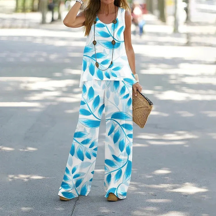 Top smanicato e pantaloni ampi – coordinato estivo fresco e casual-chic