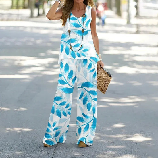 Top smanicato e pantaloni ampi – coordinato estivo fresco e casual-chic