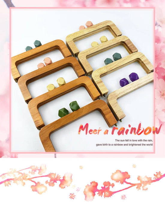 Set di manici in legno da 20 cm per borse – Chiusura a bacio per cucito fai-da-te, confezione da 1, 2 o 5 pezzi