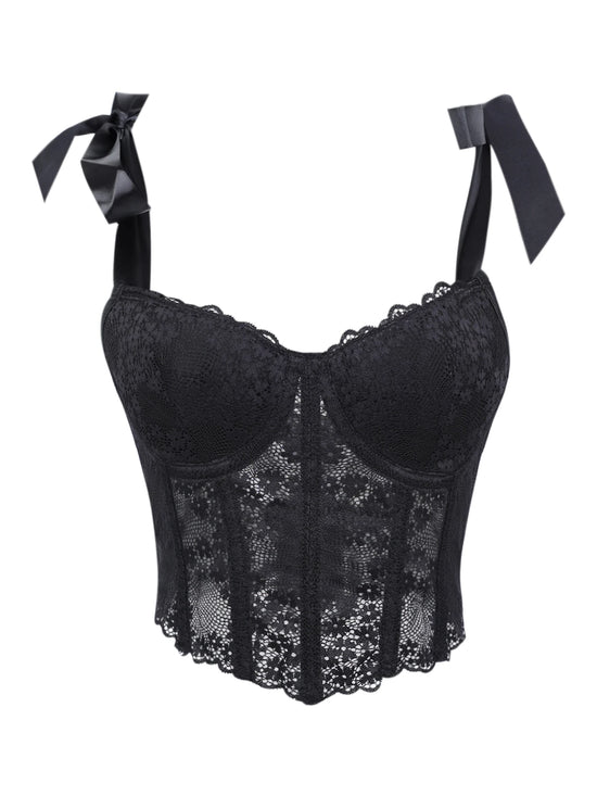Corsetto Sexy in Pizzo Trasparente – Bustier Push Up Donna