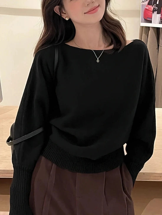 Maglione donna con spalle scoperte e maniche ampie