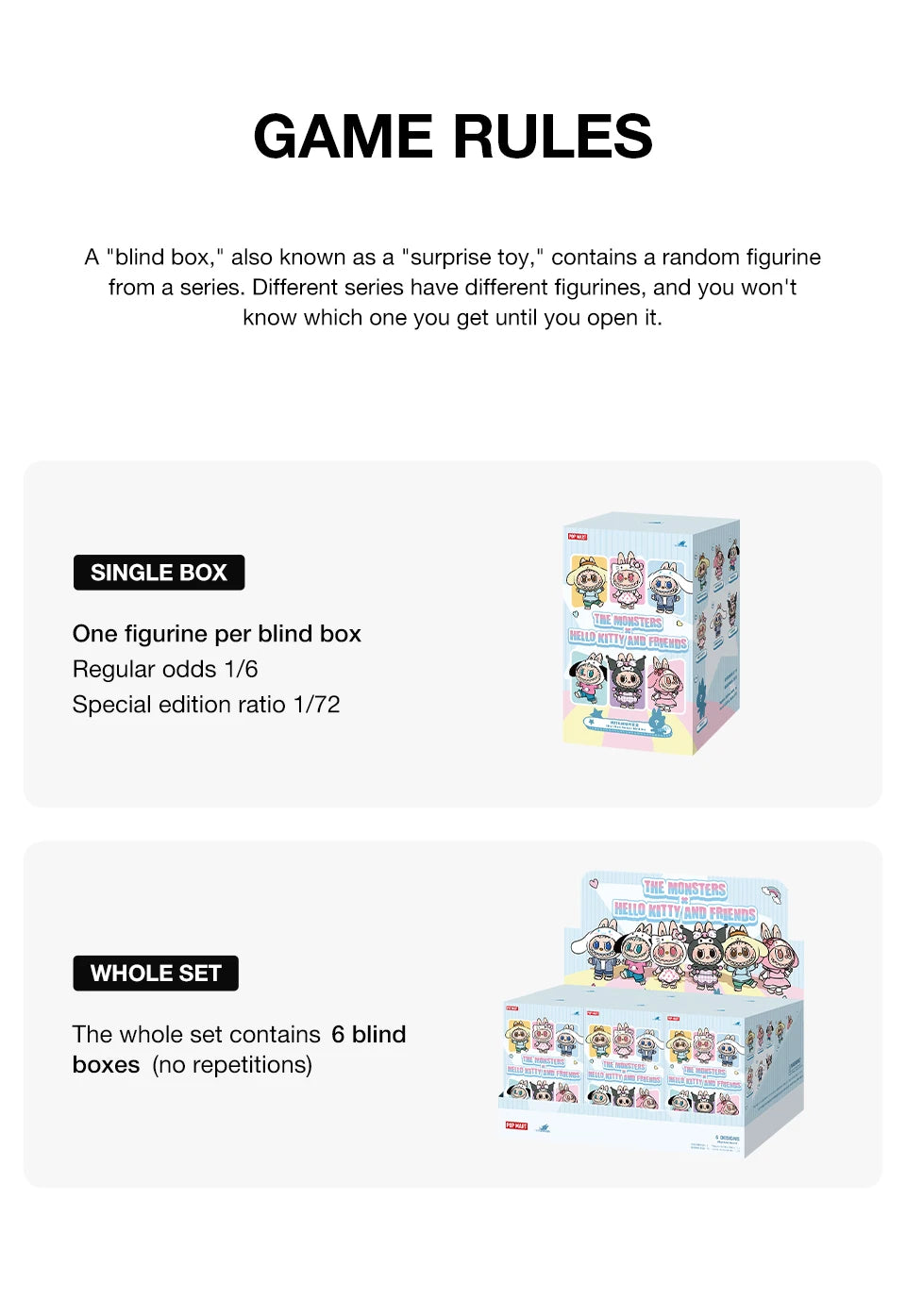 Blind Box Pop Mart Labubu x Sanrio – Pendant Kawaii da Collezione 1/6 pezzi