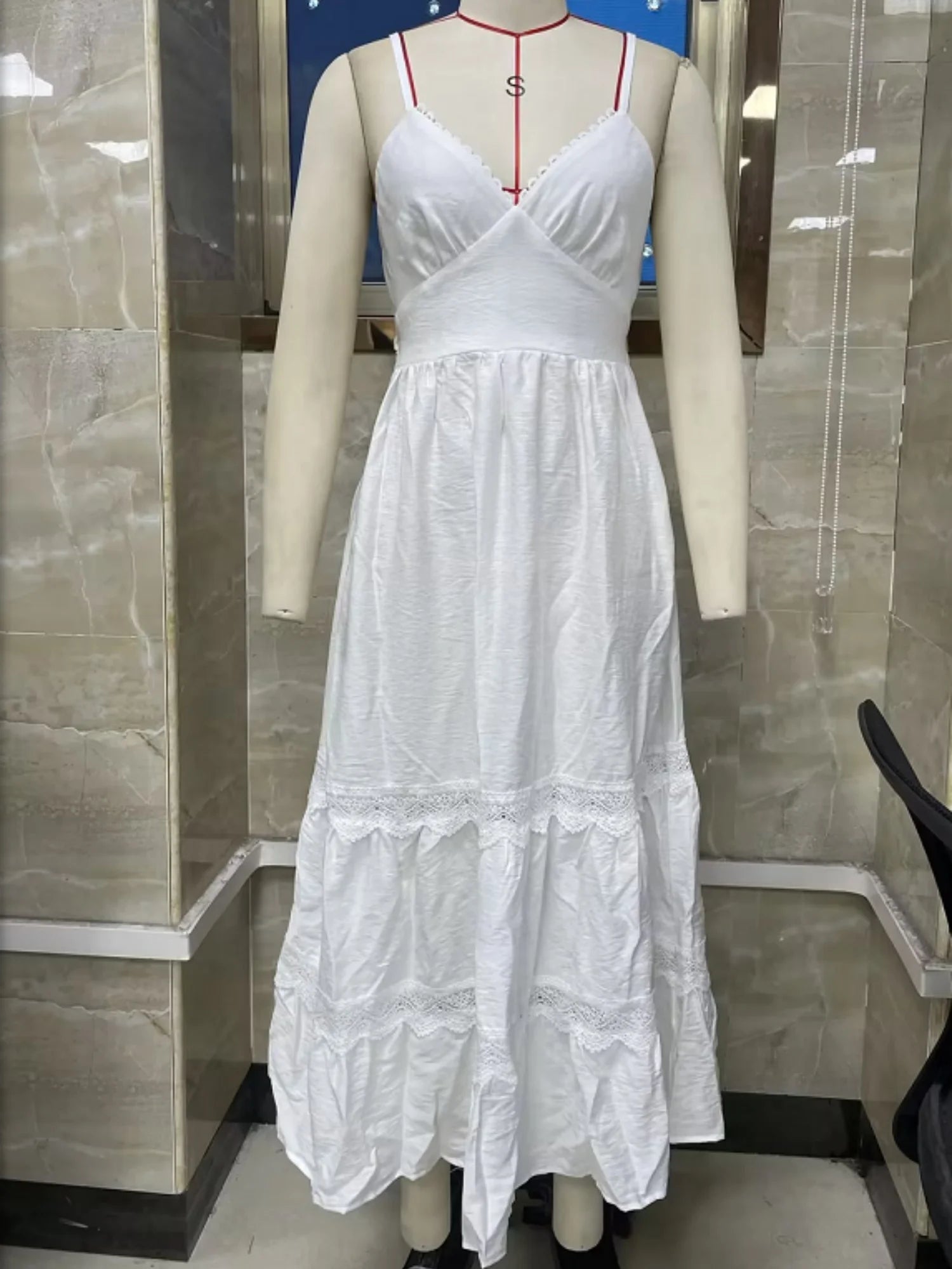 Abito Bianco Donna con Spalline Sottili – Vestito Estivo Romantico