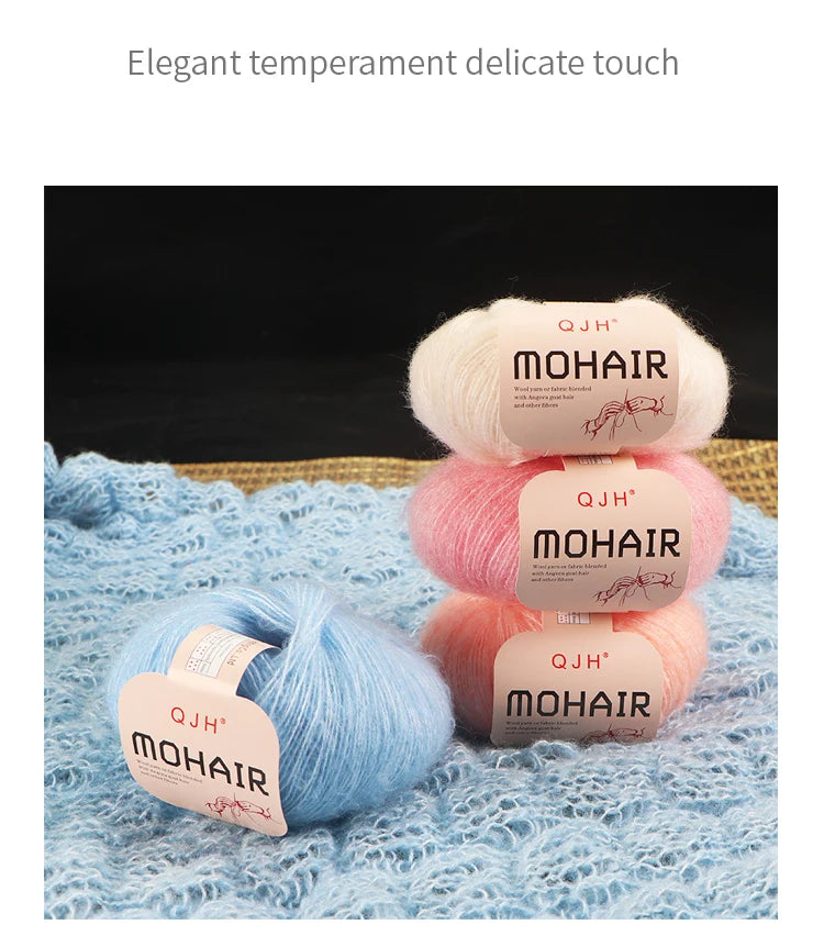Set 6 gomitoli filato mohair morbido – lana angora effetto fluffy per maglioni, sciarpe, shawl fai-da-te