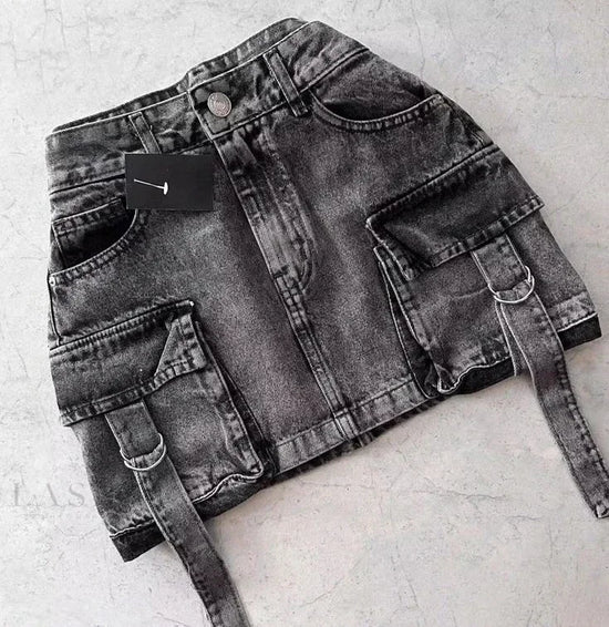 Shorts gothic cargo donna vita media in denim patchwork – estivo 2025, tasche multiple