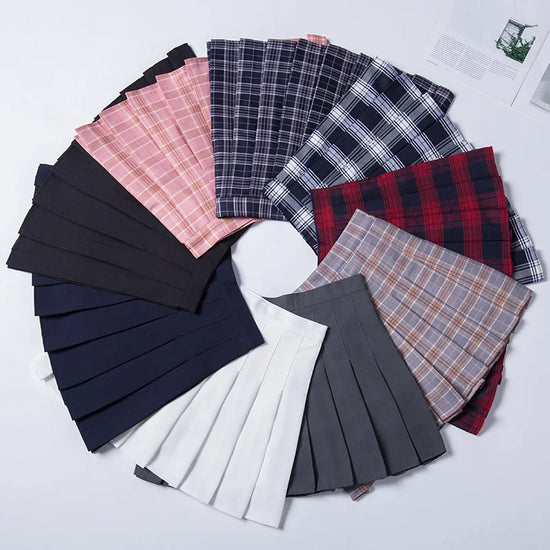 Gonna plissettata cortissima a vita alta – stile uniforme