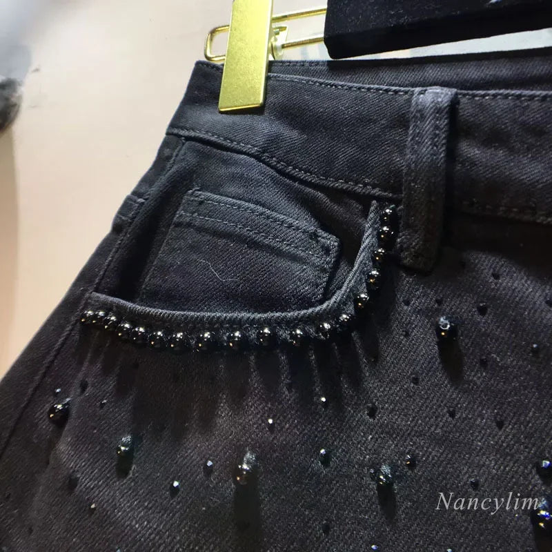Jeans Donna con Pizzo Nero – Denim Fashion e Moderno