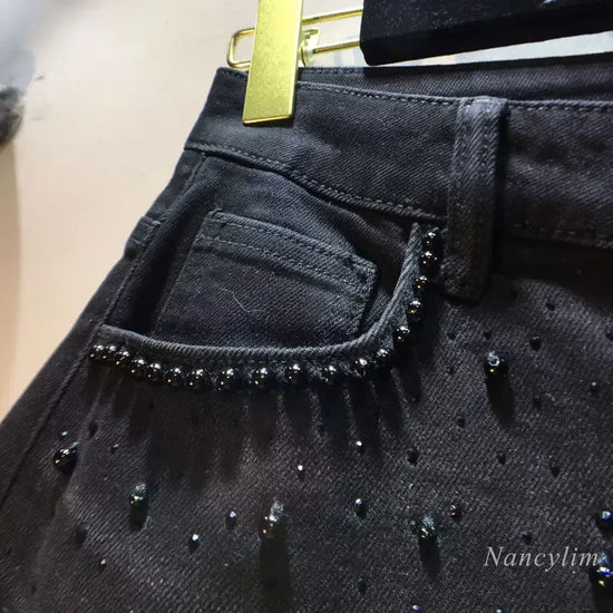 Jeans Donna con Pizzo Nero – Denim Fashion e Moderno