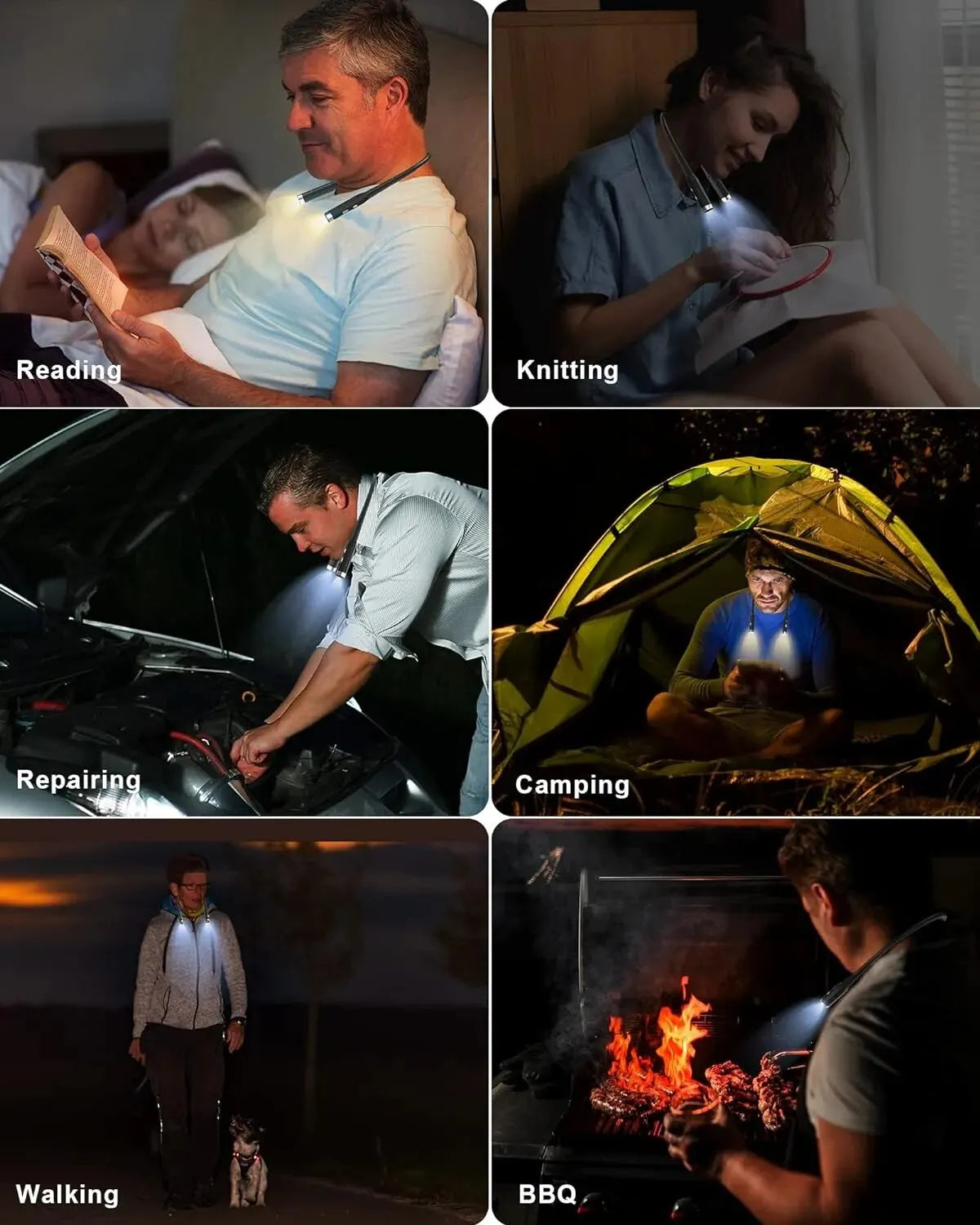 Luce da Collo LED Ricaricabile – Lampada Portatile per Lettura, Uncinetto e Hobby