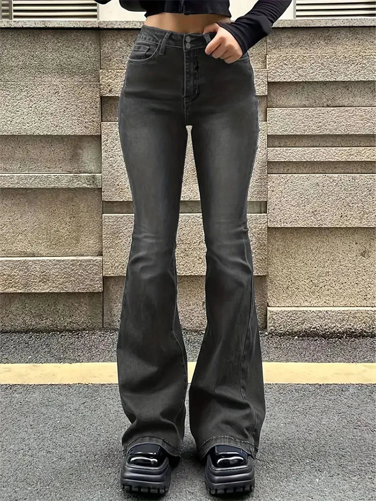 Jeans Flare Donna Vita Alta Elasticizzati – Denim Lavato - dettaglio prodotto