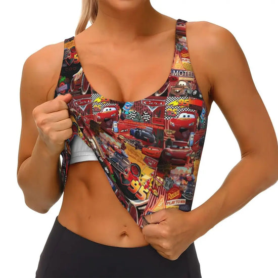 Maglia cars SaettaMcQueen Donna | Cartoon Fitness Crop Top Cars