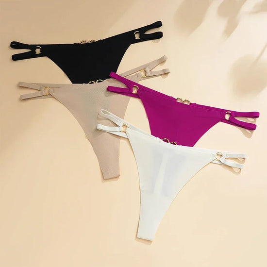 Perizoma sexy a vita alta con doppia fibbia "Love" – Slip minimalisti con cinturini sottili per un look seducente e traspirante