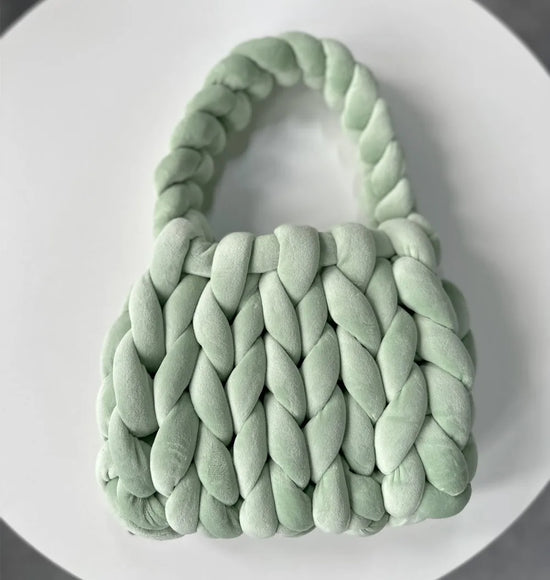 Borsa uncinetto in velluto intrecciato a mano – handbag artigianale unisex disponibile in più colori e dimensioni