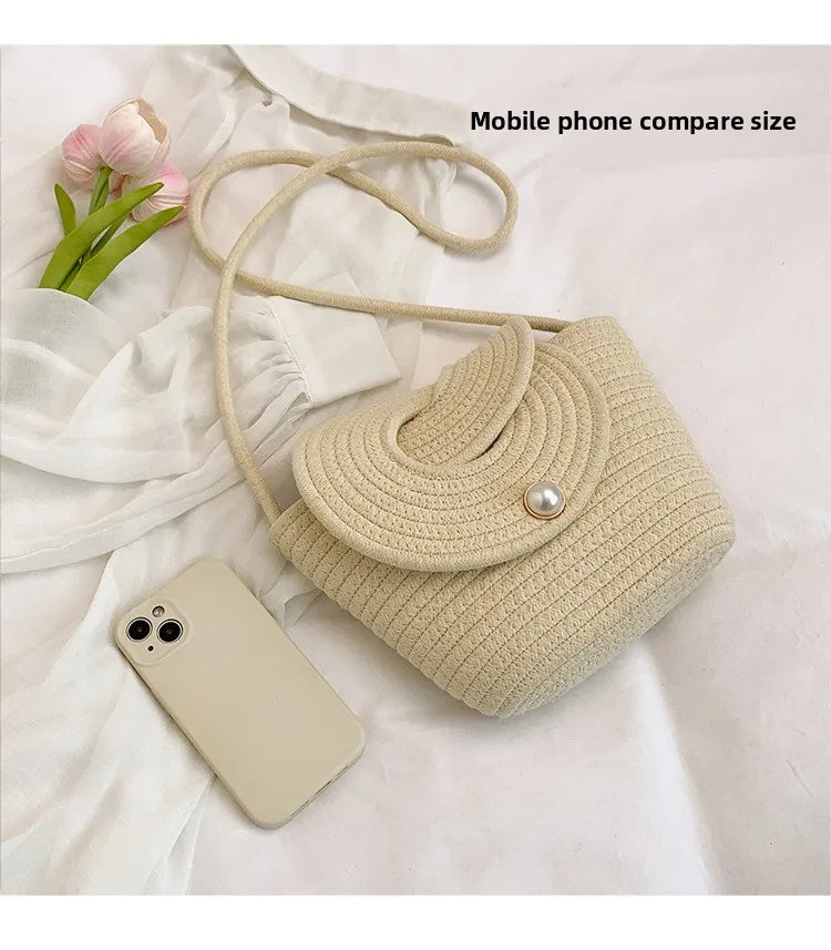 Borsa a Tracolla Estiva Donna in paglia Intrecciato Stile Vacanza