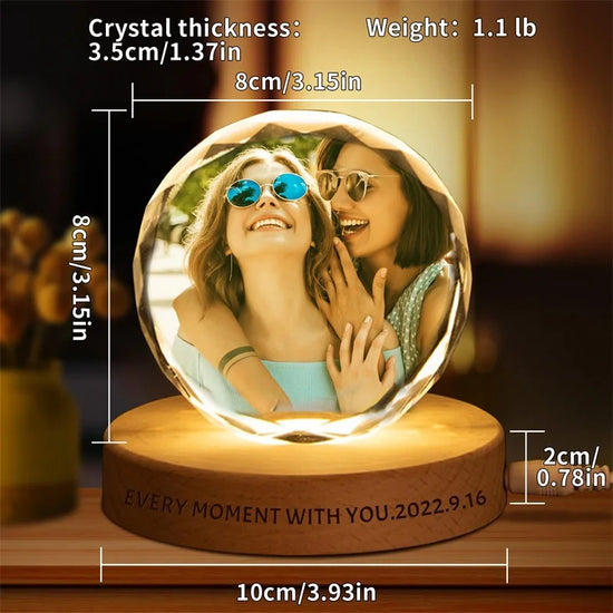 Cristallo Rotondo Personalizzato con Foto e Incisione – Ricordo Elegante per Anniversario e Matrimonio
