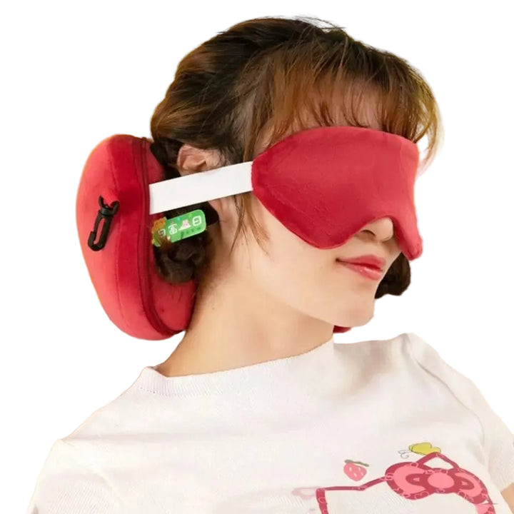 Cuscino da Viaggio 2-in-1 con Mascherina per Occhi – Supporto Collo Portatile