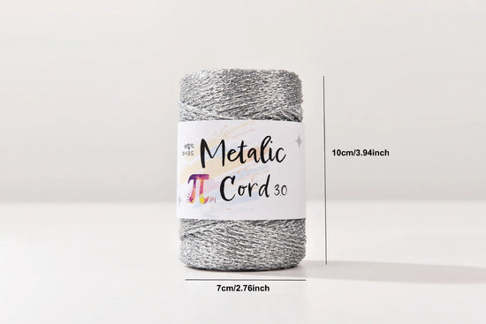Cordoncino Rigido in Core-Spun da 3 mm con Fili Metallici Argentati – Filo Decorativo di Alta Qualità per Packaging Regalo, Uncinetto e Progetti Fai-da-Te