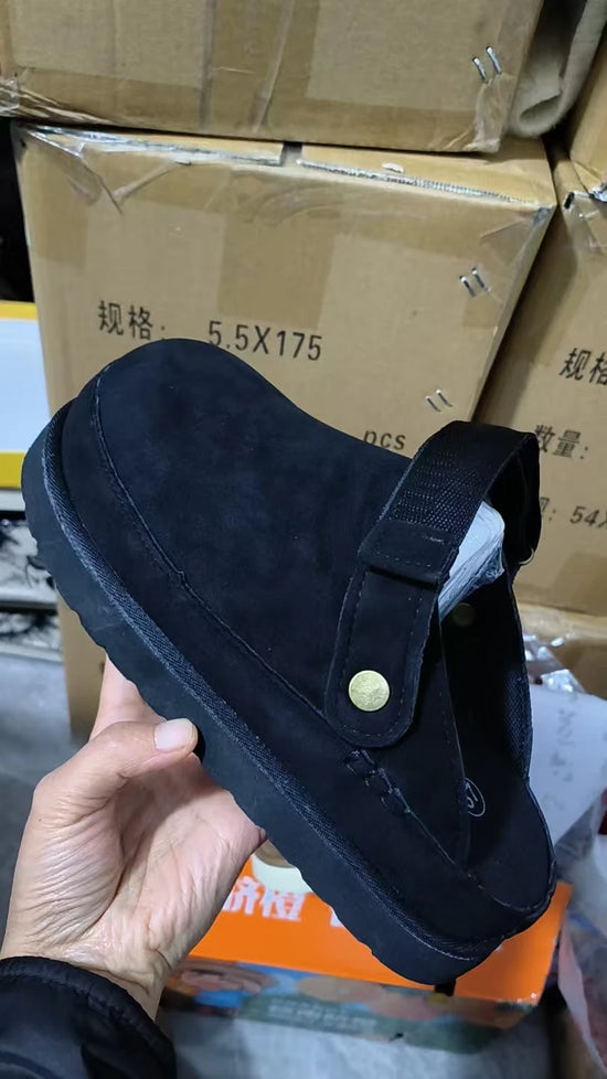 Clogs donna suola spessa inverno 2025 ‒ slippers suede con fondo rialzato, calde antiscivolo