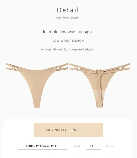 Perizoma sexy a vita alta con doppia fibbia "Love" – Slip minimalisti con cinturini sottili per un look seducente e traspirante