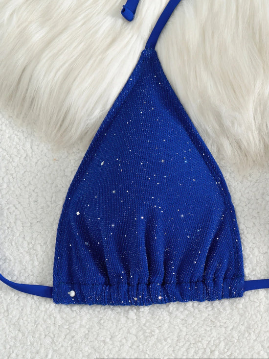 Bikini Nero con Paillettes – Costume Sexy Push Up Brillante