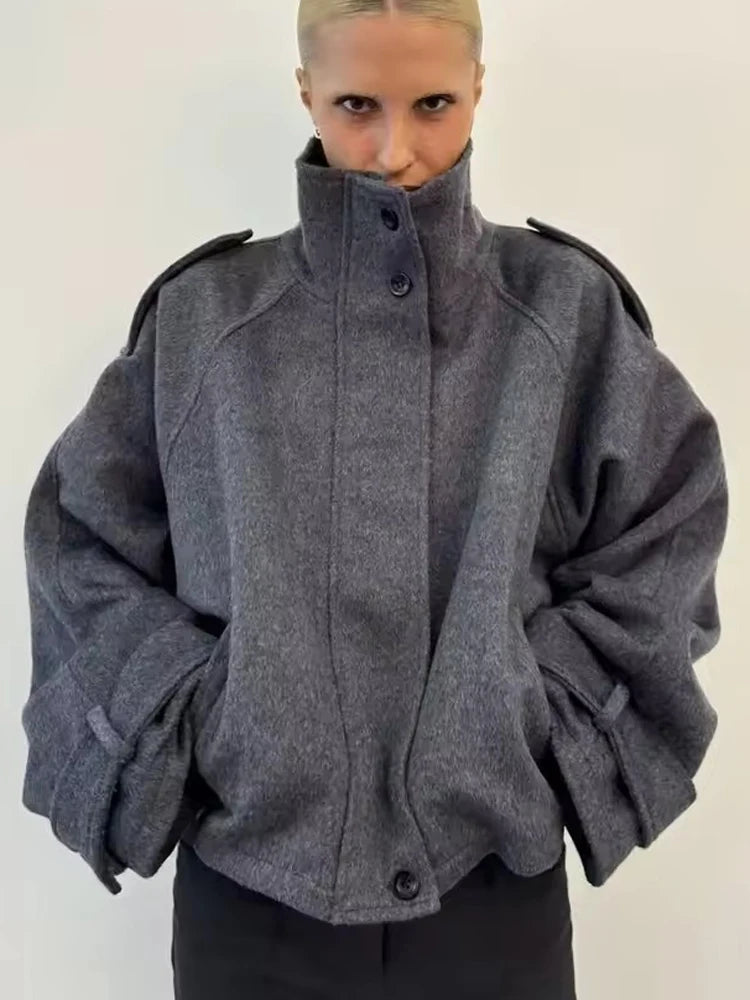 Cappotto Corto Donna Collo Alto con Zip e Tasche - immagine 14