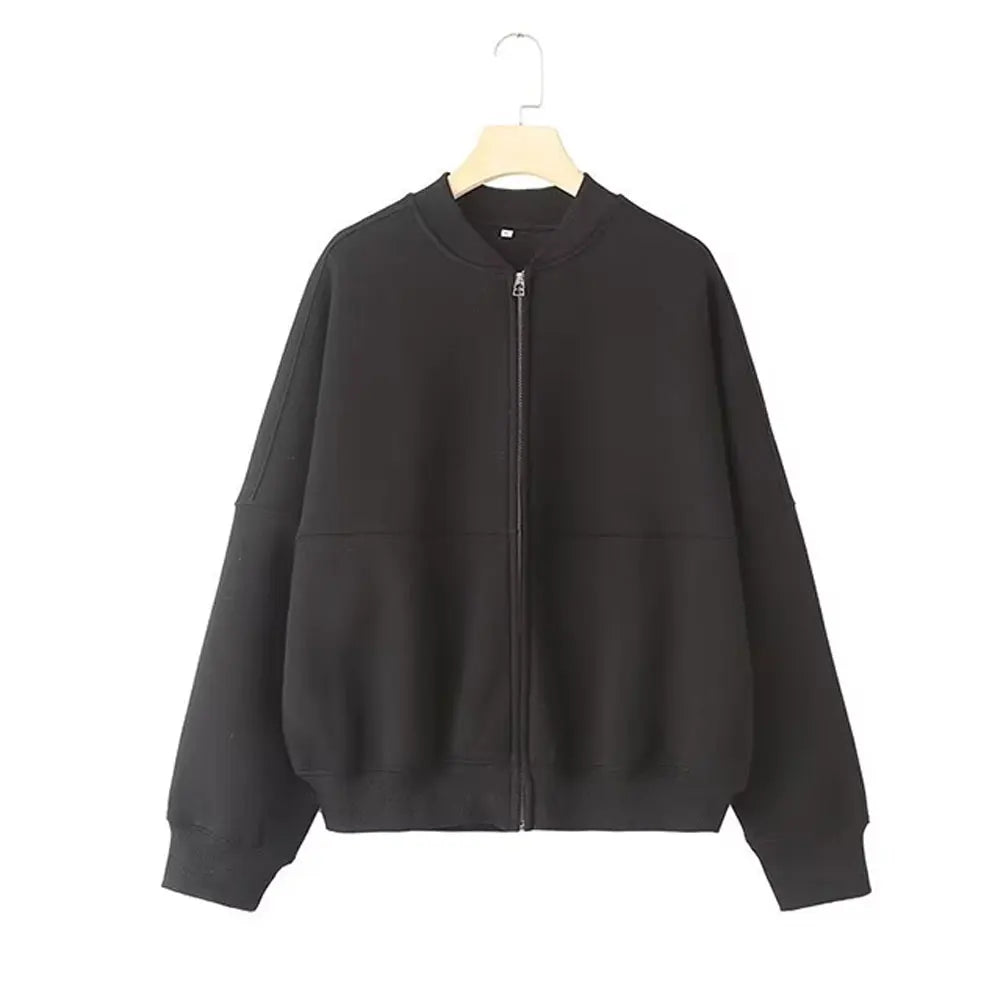 Completo donna autunnale con bomber corto e pantaloni palazzo vita alta – Outfit 2 pezzi