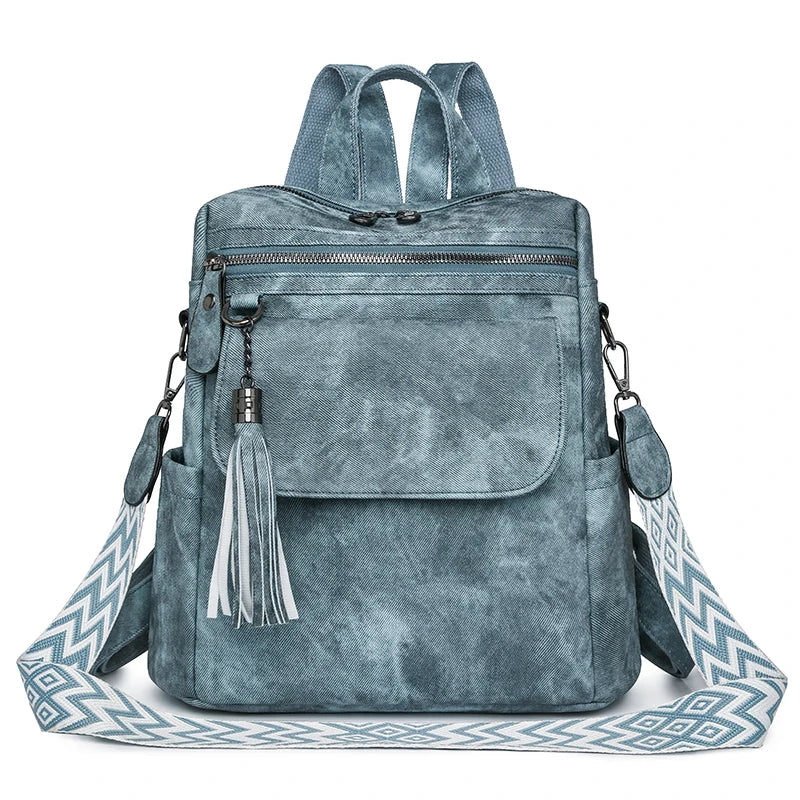Zaino donna grande capacità in pelle simil-cuoio – daypack fashion da viaggio e scuola, backpack solid colour per ragazze