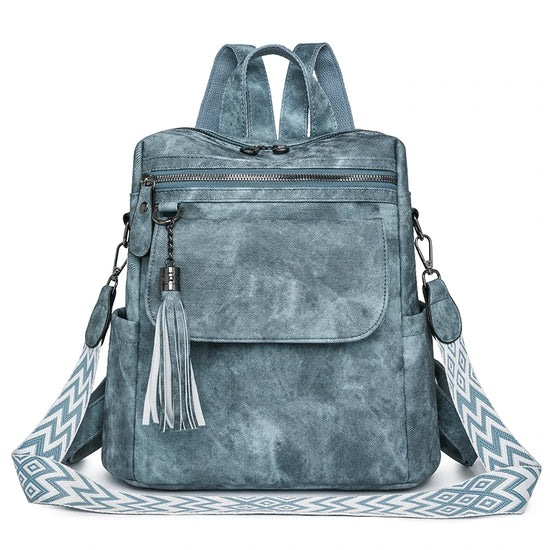 Zaino donna grande capacità in pelle simil-cuoio – daypack fashion da viaggio e scuola, backpack solid colour per ragazze