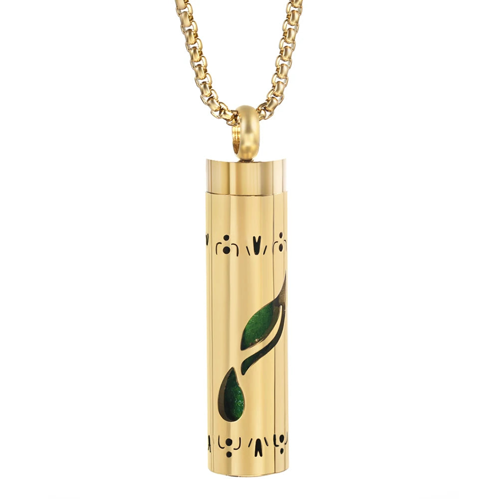 Collana dorata con diffusore per oli essenziali in acciaio inox – Gioiello aromaterapico profumato per donna