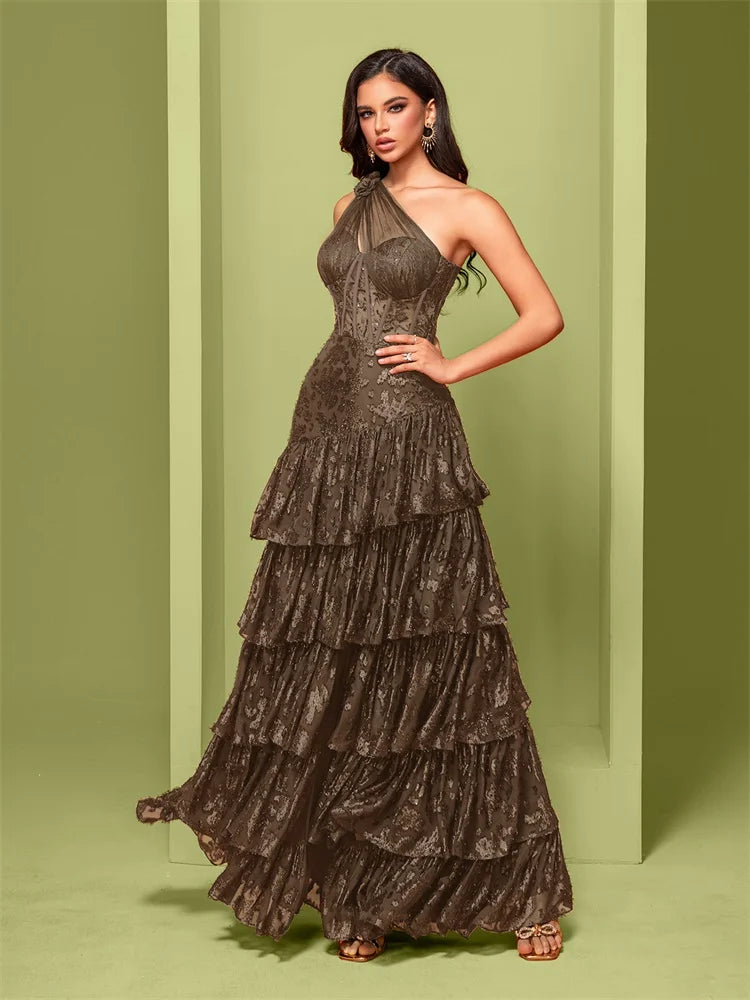 Abito Lungo Elegante da Sera Donna – Maxi Dress con Spacco e Paillettes per Cerimonie, Party e Promessa