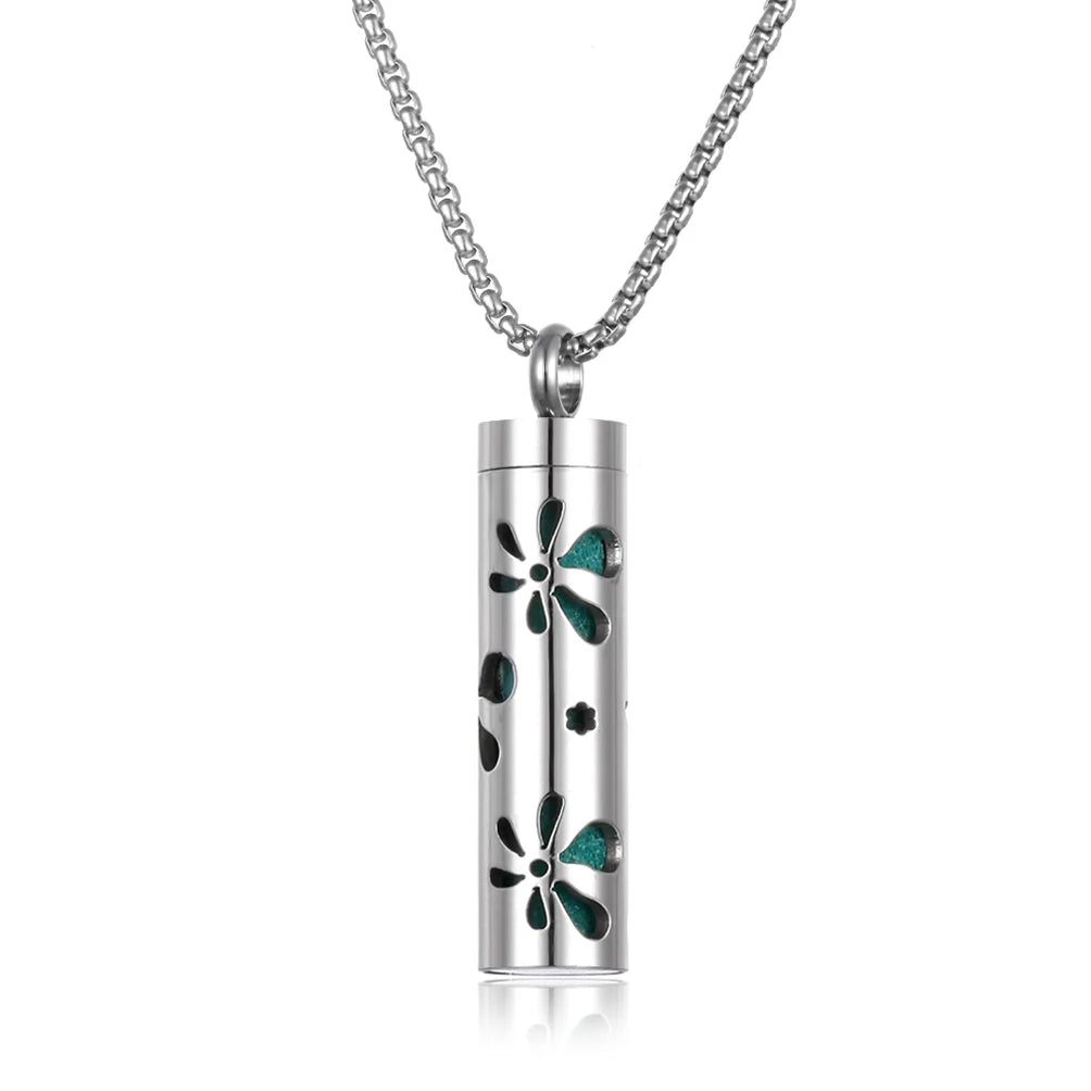 Collana diffusore profumo in acciaio – Aromaterapia wearable argento con spugnetta interna