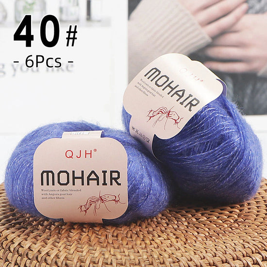Set 6 gomitoli filato mohair morbido – lana angora effetto fluffy per maglioni, sciarpe, shawl fai-da-te