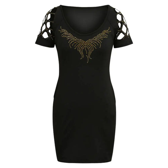 Mini Dress Bodycon Paillettes Donna – O‑Neck, Maniche Corte, Estate 2025