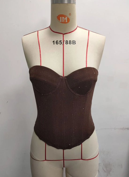 Top Corsetto Nero con Paillettes – Bustier Sexy Modellante