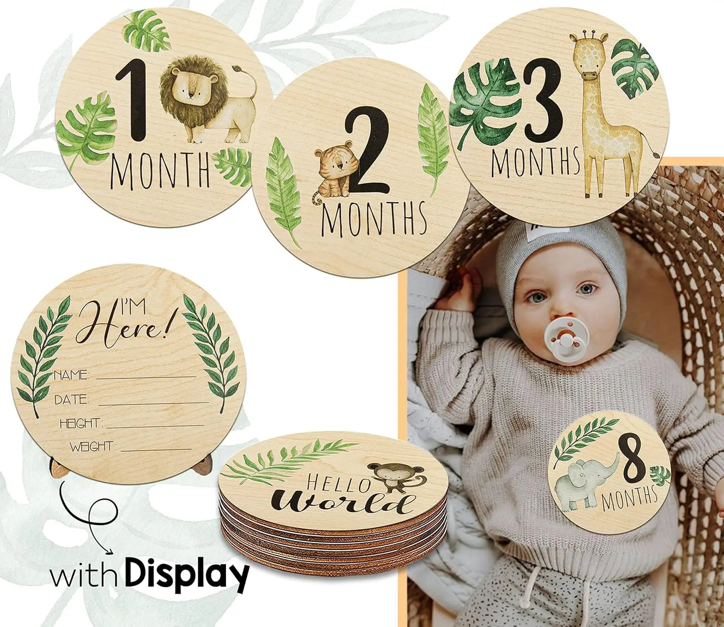 Porta Braccialetto Nascita Neonato – Targhetta Hello World in Legno