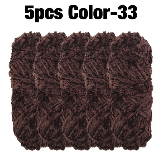 Set 5 rotoli filato ciniglia velluto 100 g – filo morbido e caldo per coperta, maglione, cuscini, DIY