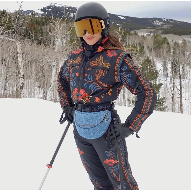 Tuta da neve donna con cappuccio, bianca o fantasia