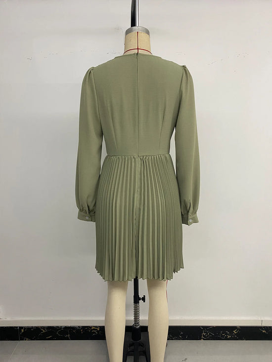 Vestito estivo midi elegante A-line con maniche a lanterna 2026