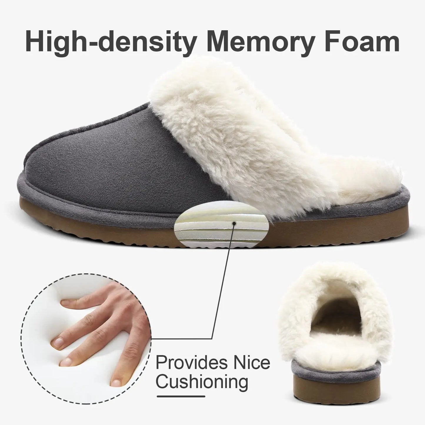 Ciabatte donna in pelliccia eco e suede – antiscivolo, indoor/outdoor, moda casa 2025
