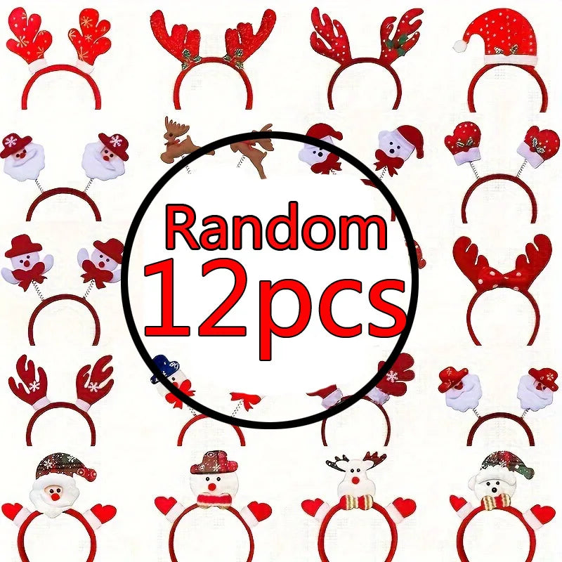 Set 6-12 pezzi cerchietti natalizi da festa – headband a tema Babbo Natale, pupazzo di neve e renna per bambini e adulti