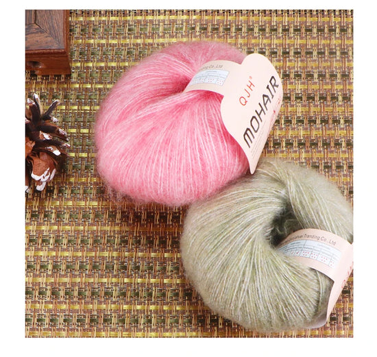 Set 6 gomitoli filato mohair morbido – lana angora effetto fluffy per maglioni, sciarpe, shawl fai-da-te