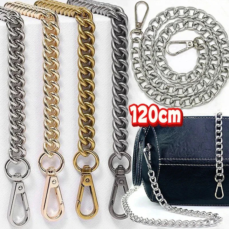 Catena 120 cm in Alluminio/Metallo per Borsa – Tracolla Fai-da-Te Staccabile per Borse Intrecciate, Accessori