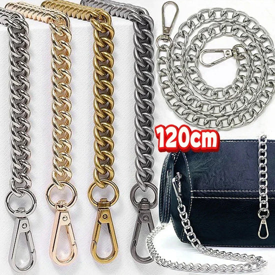 Catena 120 cm in Alluminio/Metallo per Borsa – Tracolla Fai-da-Te Staccabile per Borse Intrecciate, Accessori