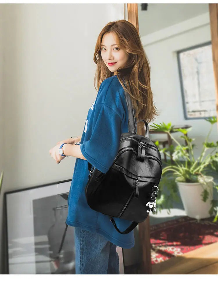 Zaino nero casual / crossbody monospalla, stile carino e vegan friendly