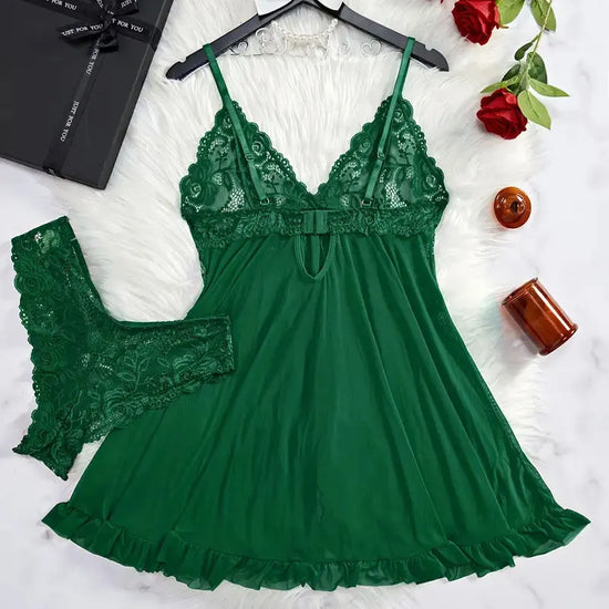 Completo lingerie plus size in pizzo con reggiseno, perizoma e vestaglia trasparente – Set elegante e romantico