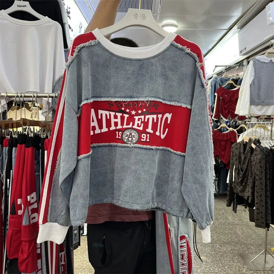 Completo Donna Felpa + Pantaloni Color-Block – Set Streetwear Casual con Cuffs Grezzi