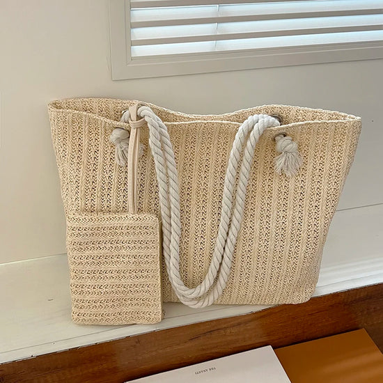 Borsa Tote Donna in Paglia Grande Capacità – Stile Boho Estivo