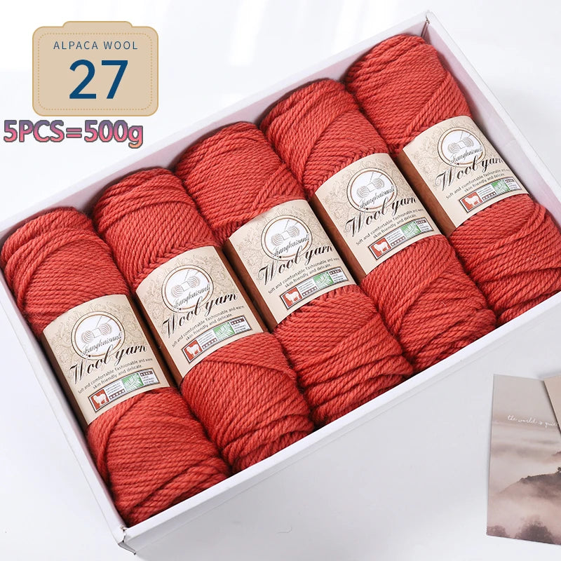 Set 5 gomitoli filato spesso alpaca 500 g – yarn grosso per maglioni, cappotti e crafting inverno