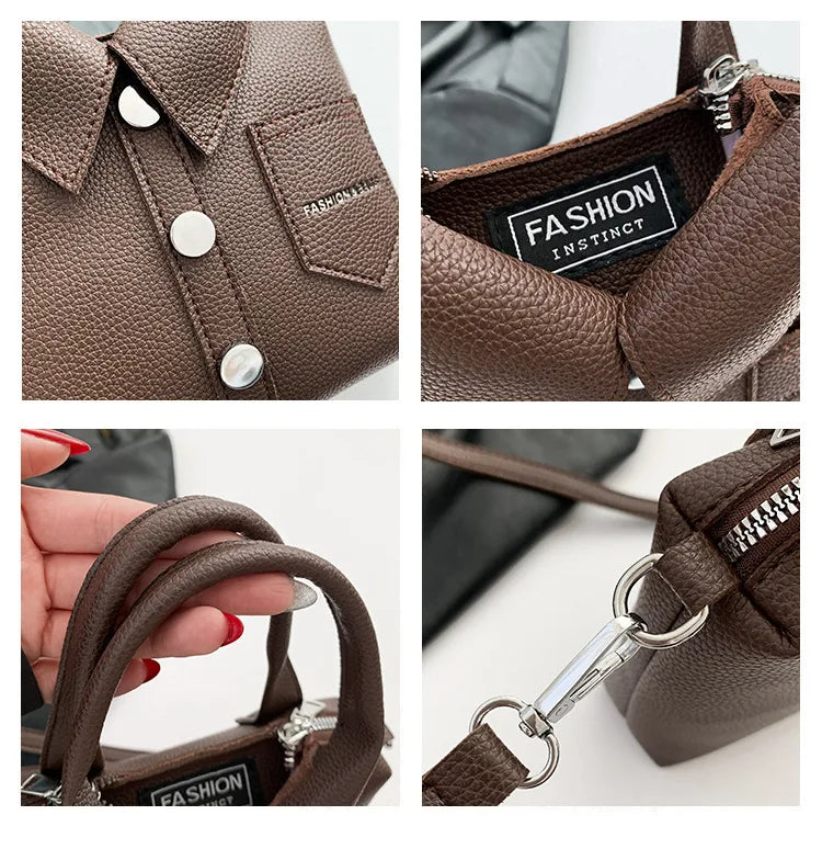 Borsa compatta quadrata in PU – shoulder / crossbody bag con zip, design elegante e di qualità per donna 2025