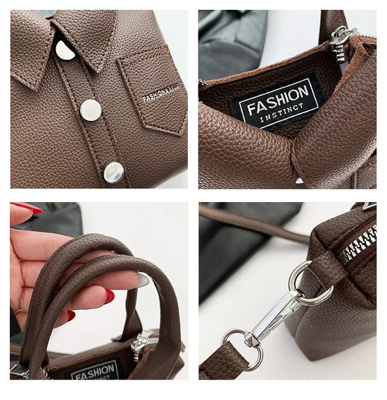 Borsa compatta quadrata in PU – shoulder / crossbody bag con zip, design elegante e di qualità per donna 2025